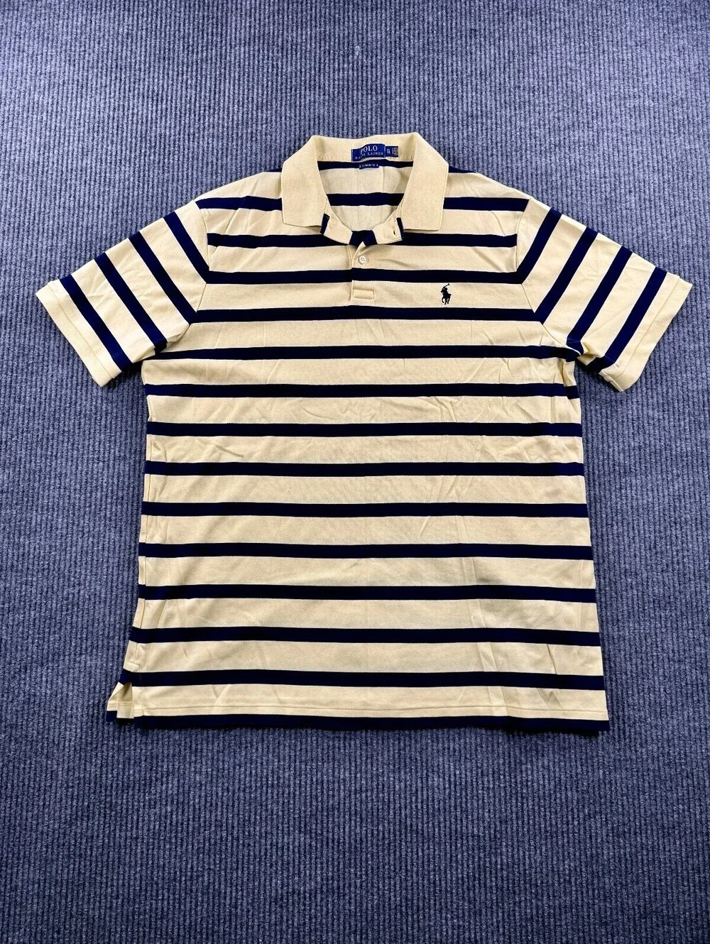 Polo Ralph Lauren Classic Fit Short Sleeve Polo Mens XL Yellow Blue Striped